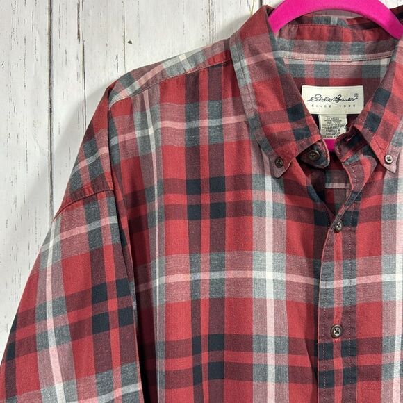 Eddie Bauer Mens Plaid Cotton Long Sleeve Button Down Casual Shirt Size XXL - Picture 3 of 16